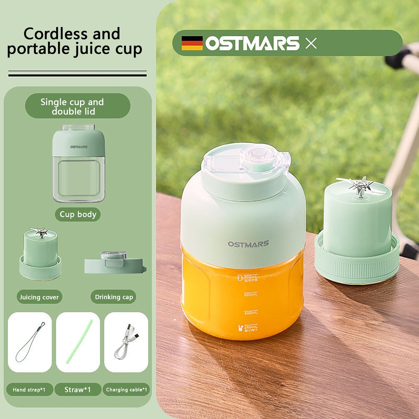German OSTMARS portable juice cup 1100mL large capacity freshly squeezed juice tons barrel