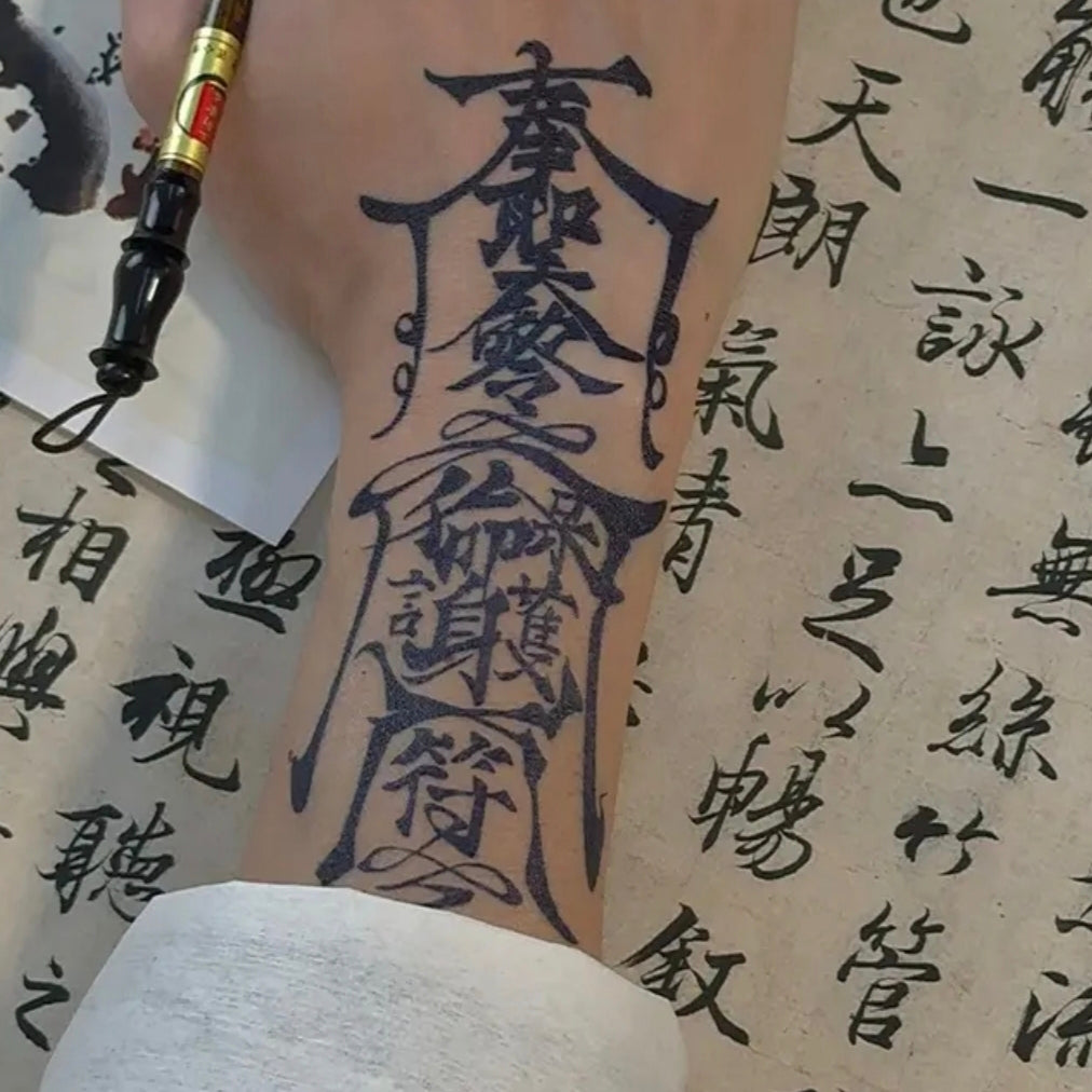 BingJiao same style tattoo stickers herbal juice tattoo traditional pattern back of hand tattoo stickers herbal semi-permanent