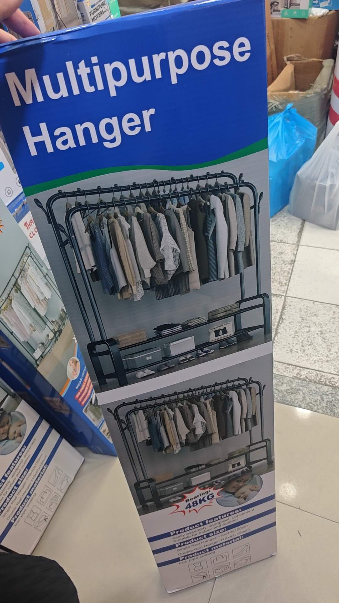 Floor-standing clothes rack for bedroom and home use, foldable clothes drying rack, easy storage, balcony clothes drying rack