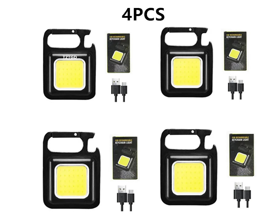 Mini LED COB 800mah Multifunctional Keychain Light Rechargeable Strong Magnetic Work Lamp Outdoor Keychain Portable Lamp