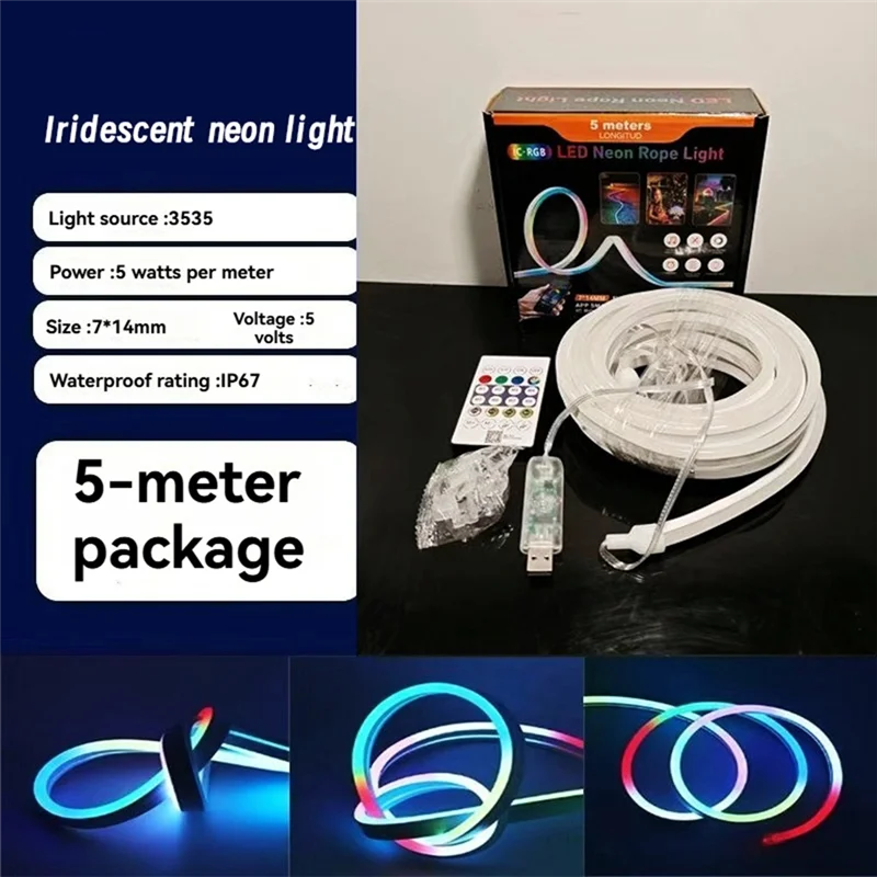 RMWIN-DC5V RGBIC LED Strip Lights With Music Sync Neon Rope Light DIY RGB Atmosphere Light Strip Tape For Home Decor