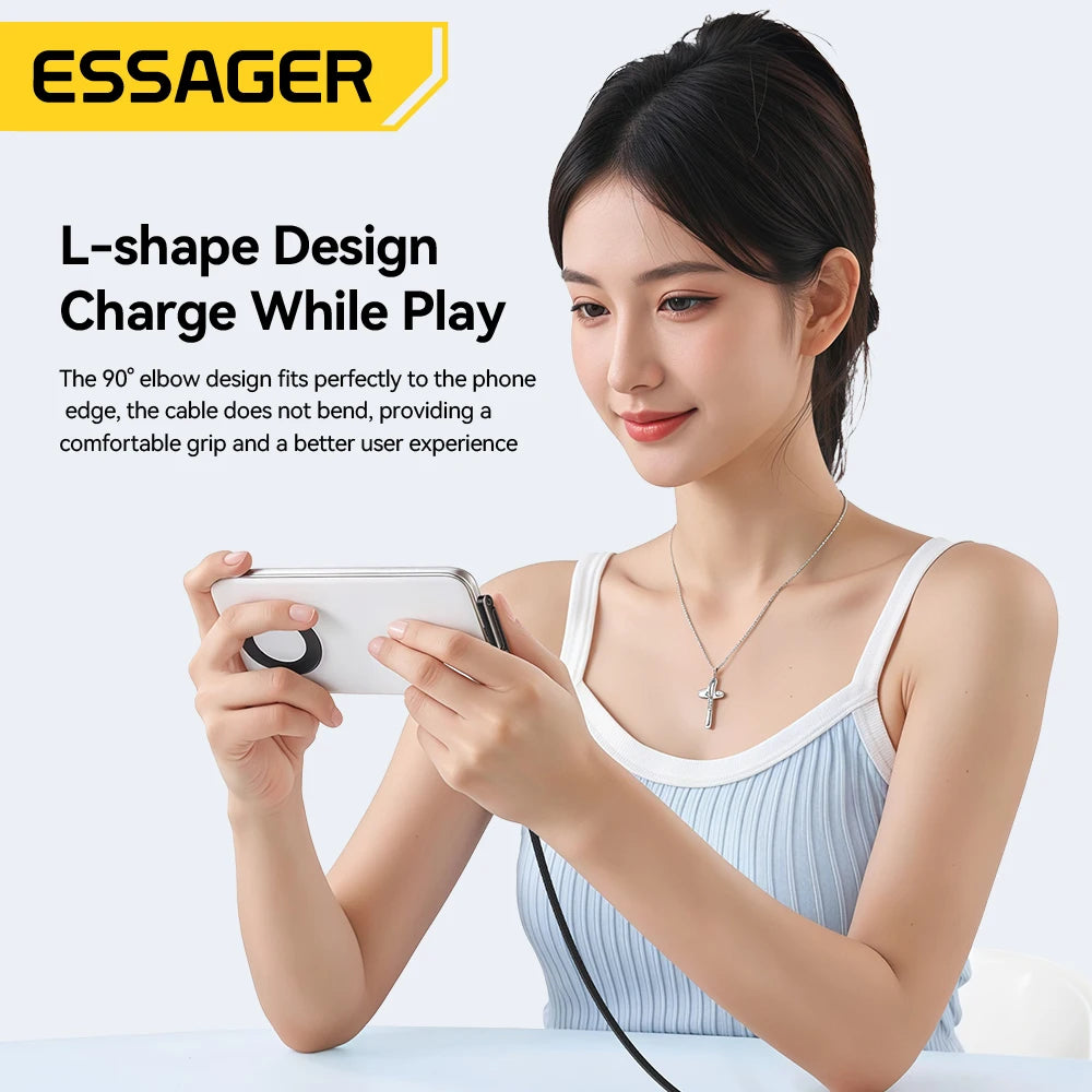 Essager 240W Type-C Cable Foldable Phone Holder Cable PD Fast Charging For iPhone 17 16 15 Pro Max Macbook Samsung Huawei Xiaomi