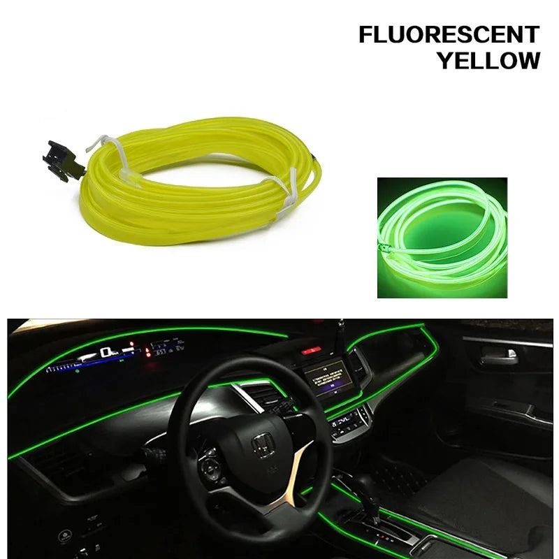 Neon LED Car Interior Lighting Strips Auto LED Strip Garland EL Wire Rope Car Decoration lamp Flexible Tube 12V