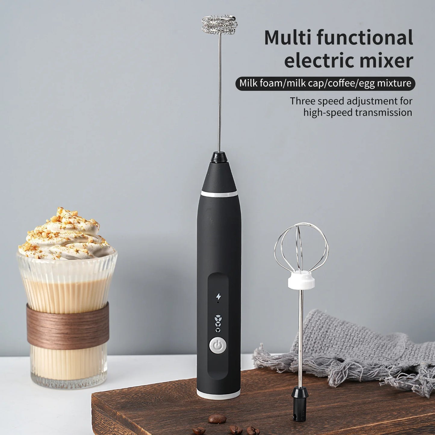 Handheld Electric Milk Foamer Coffee Milk Cover Foamer Household Mini Milk Foamer Blender Handheld Wireless Hair Beater