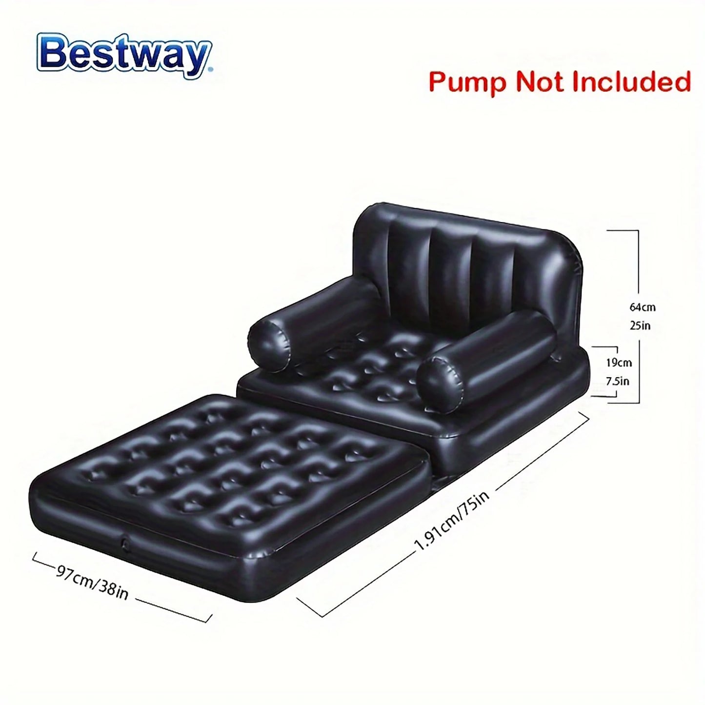 Bestway 2Size/1PC Inflatable Sofa Bed, Inflatable Sofa, Inflatable Recliner, Camping Waterproof, Inflatable Sofa, Blow Up Sofa M