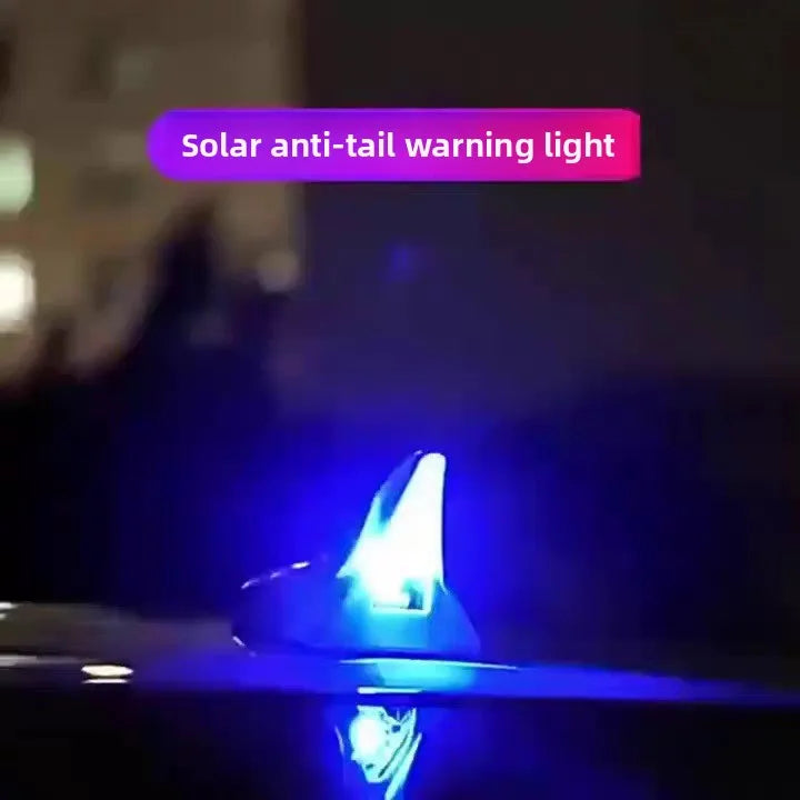 Car Shark Fin Antenna Sticker Solar Roof Tail Modified Flashing Light Driving Safety Anti-rear Collision Warning Siganl Lamp