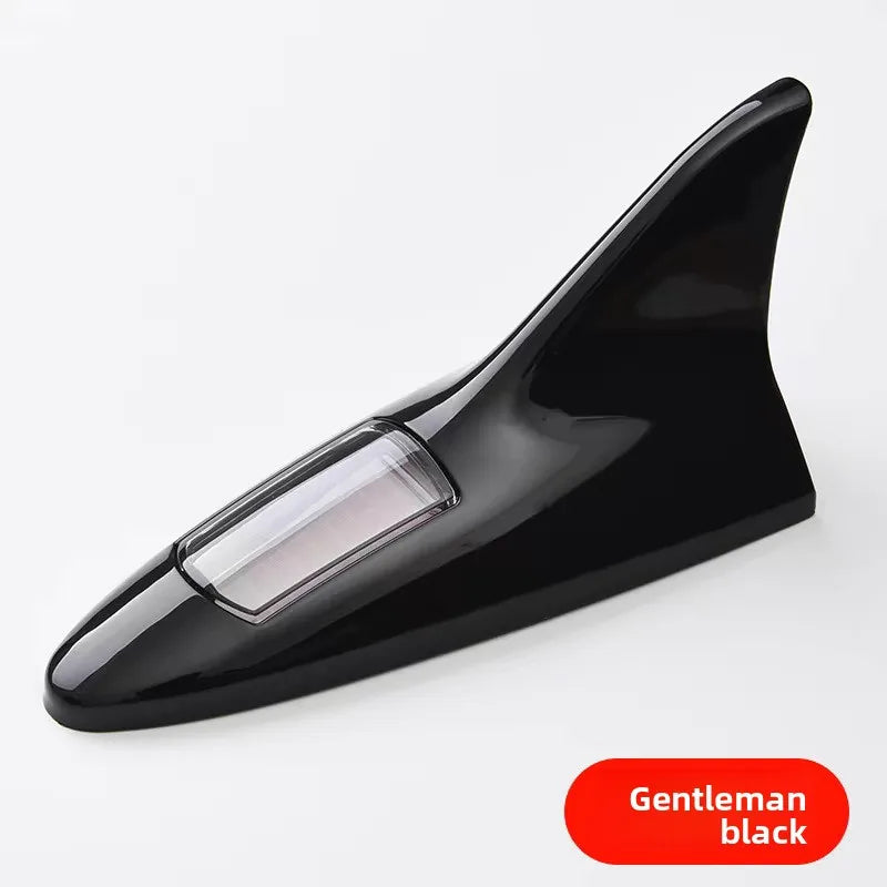 Car Shark Fin Antenna Sticker Solar Roof Tail Modified Flashing Light Driving Safety Anti-rear Collision Warning Siganl Lamp