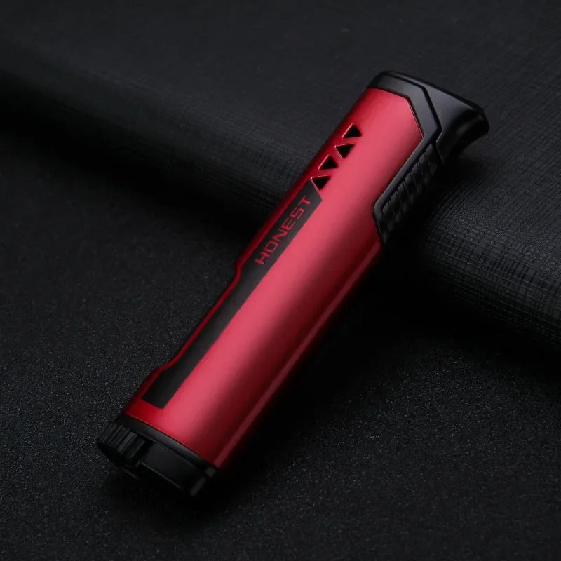 HONEST Slim Strip Gas Lighter Windproof Blue Flame Cigar Turbine Torch Visible Air Window Comfortable Feel Hgih-end Gift