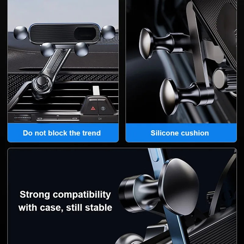 2025 New 360 Rotation Gravity Car Phone Holder Air Vent Clip Navigation Stand Telescopic Air Outlet Phone Support for 4.7-7 inch