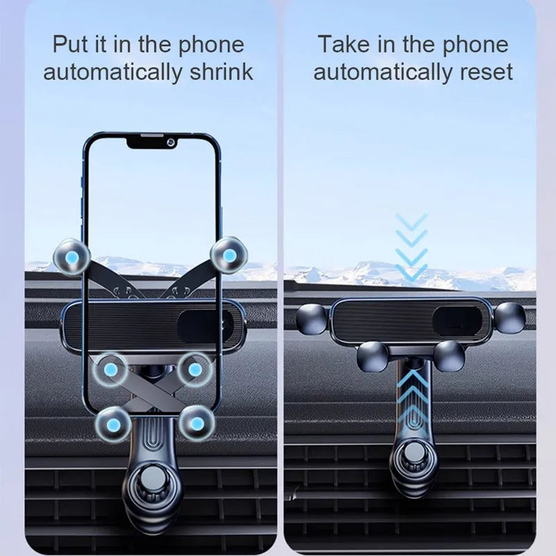 2025 New 360 Rotation Gravity Car Phone Holder Air Vent Clip Navigation Stand Telescopic Air Outlet Phone Support for 4.7-7 inch
