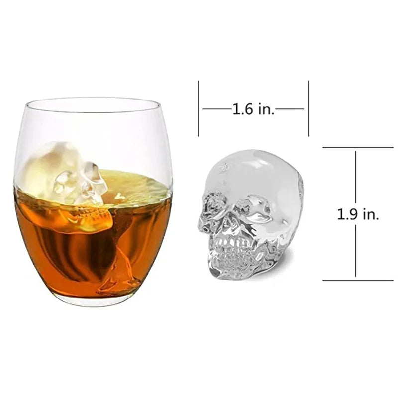 3D Skull Shape Tray Mold Creative Silica Gel Gun Bullet Skull Home Bar Party Cool Whiskey Wine Ice Cream Bar Tool