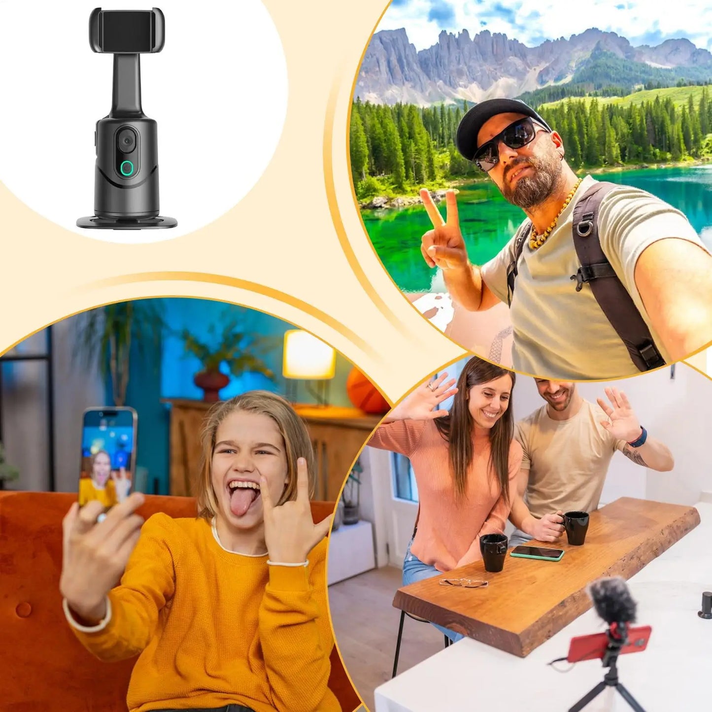 Phone Stabilizer 360 Degree Smart Face Tracking AI Gimbals Vlogging Stabilizer Desktop Cell Phone Holder Tripod For Photography