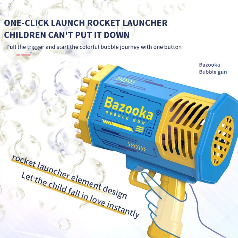 Electric Bubble Gun for Kids, Gatling Rocket Machine, Soap Bubble, Magic Bubble, Bathroom, Outdoor Toys, Birthday Gift, 69 Holes