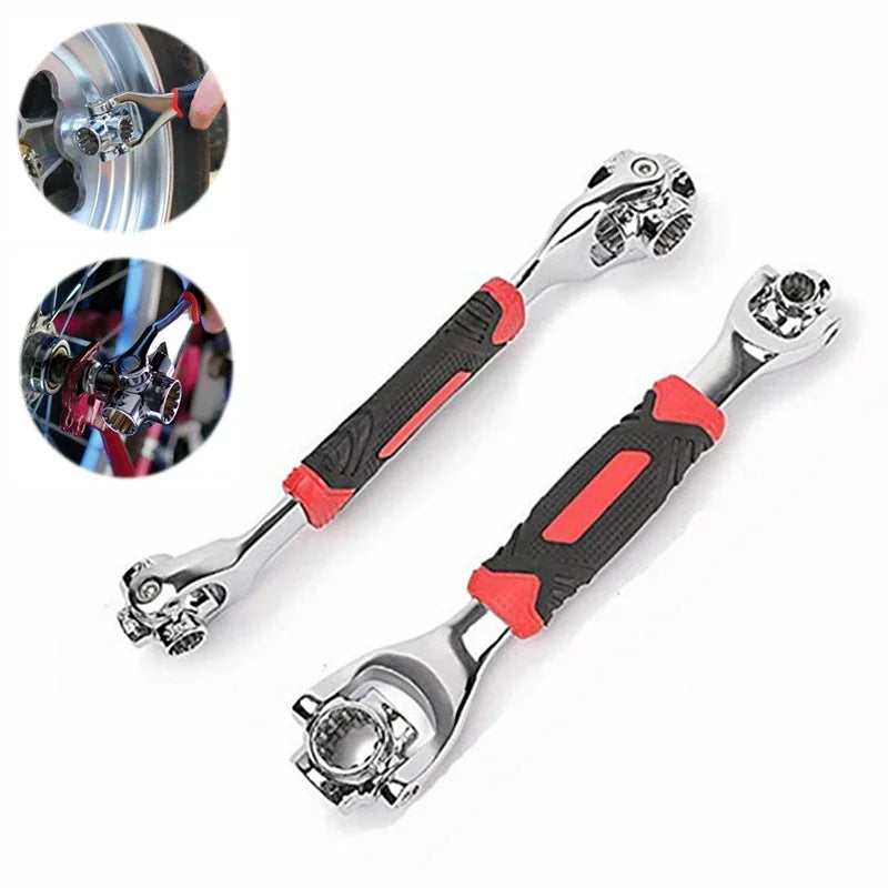 48 in 1 Universal Socket Wrench 360 Degree Rotating Tiger Wrench Spline Torx 6-Point Steel Hand Tool for Car Furniture Repair