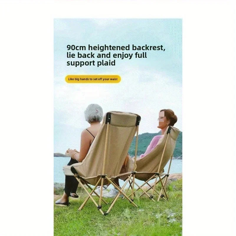Foldable Moon Chair with High Backrest for Outdoor Fishing, Camping, and Picnics - Portable and Lightweight