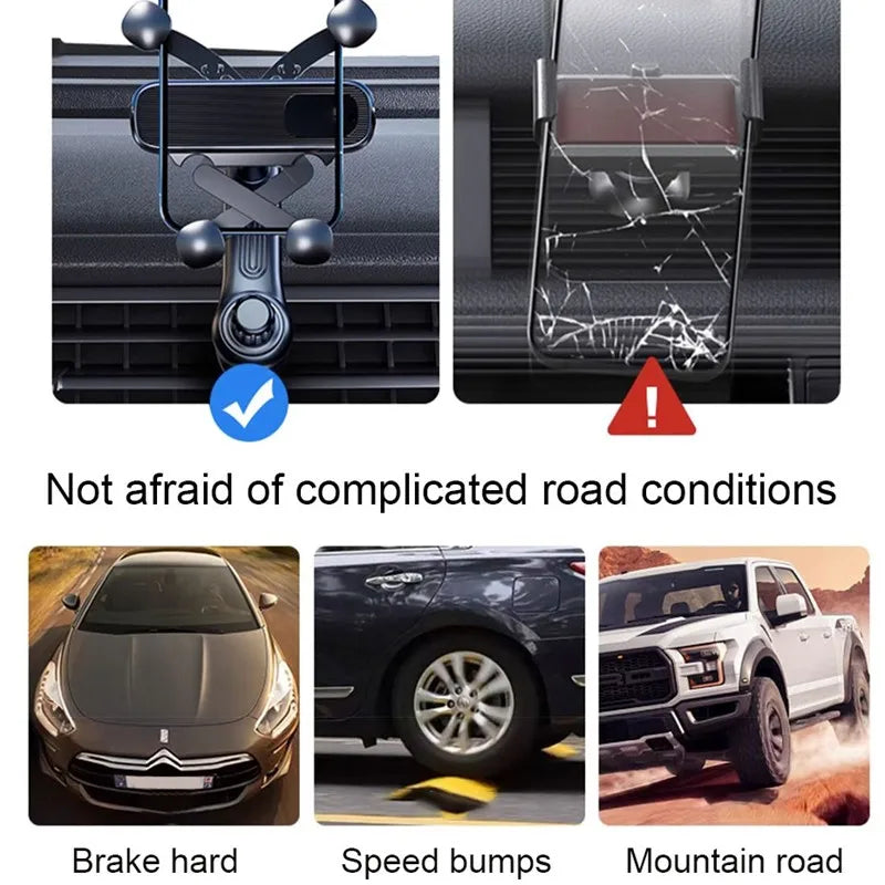 2025 New 360 Rotation Gravity Car Phone Holder Air Vent Clip Navigation Stand Telescopic Air Outlet Phone Support for 4.7-7 inch