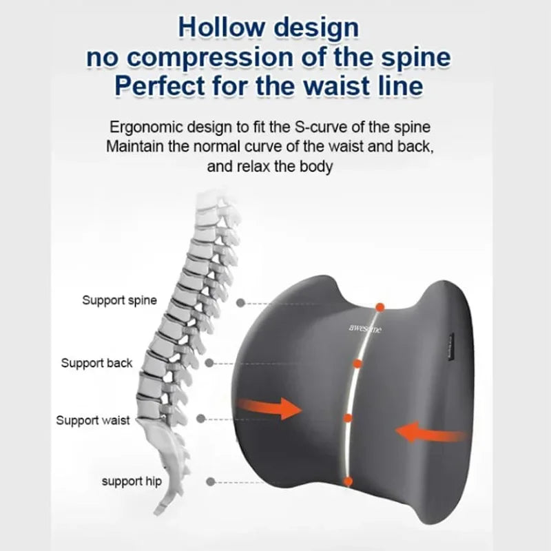Waist Cushion Seat Covers Car Interior Accessories Headrest Driver Pillow Vehicle Backrest Back Support Neck Memory Foam Seat