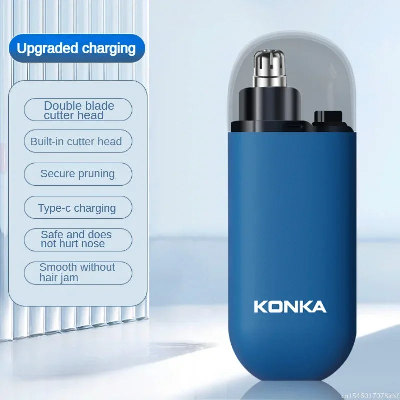 New KONKA Nose Hair Trimmer Electric Nose Hair Shaver Portable Nose Hair Scraping Double-edged Smooth Shaver Head for Home