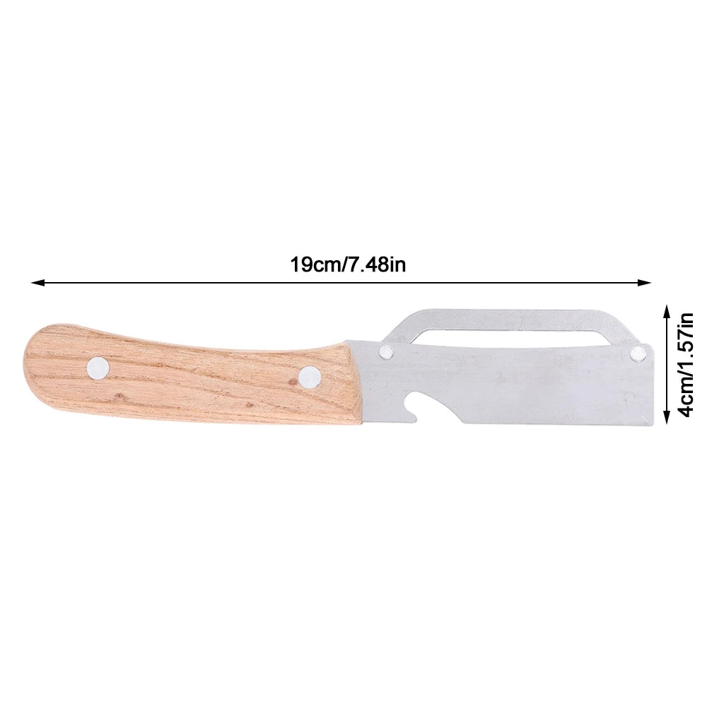 Multi-Functional Vegetable Peeler with Wooden Handle and Bottle Opener Stainless Steel Kitchen Peeler Peeling Tool