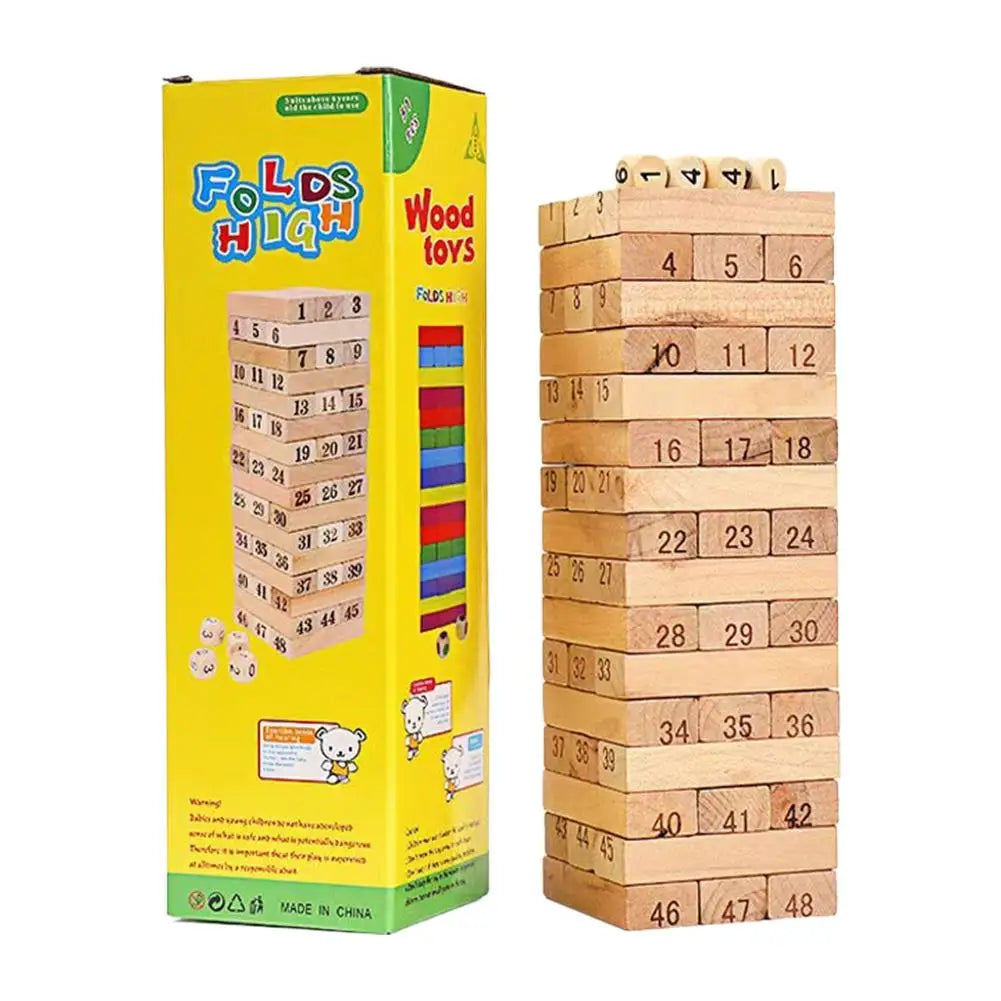 Wooden Pagoda Stacking Game - Parent-Child Bottom Cutting Fun Toy for Desktop High Layers Challenge Adult Interactive Play