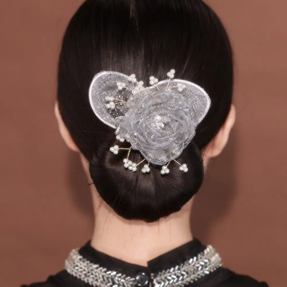 Fashion Cloth Flower Hair Clip Non-slip Flexible Hair Bun Maker Hair Styling Tool Twist Hairstyle Bun Women Girls