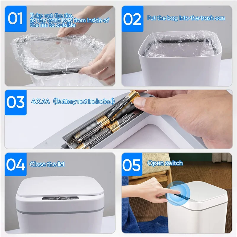 Smart Touchless Motion Sensor Trash Can Gallons Bathroom Trash Can With Lid Automatic Trash Can For Kitchen