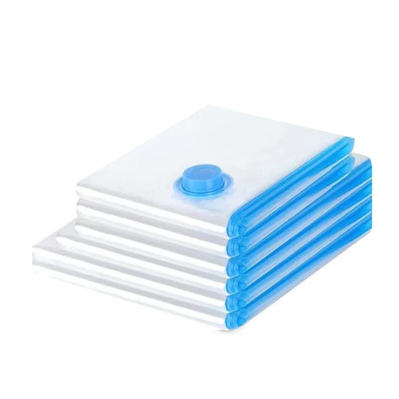 Transparent Vacuum Storage Bags with Pump for Clothes Blankets Large Compression Space Saving Ideal Travel and Organizing