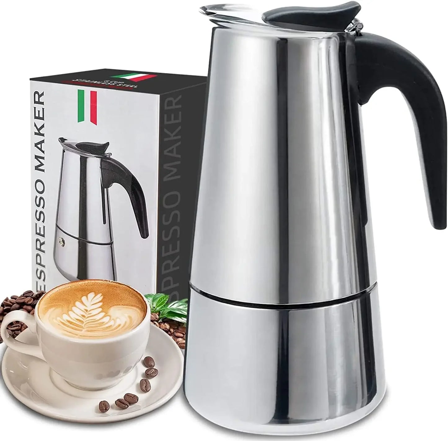 Stainless Steel Moka Pot 6/9/12 Cups Moka Pot Caffe Machine Espresso Cups Coffee Makers Stovetop Filter Coffee Pot