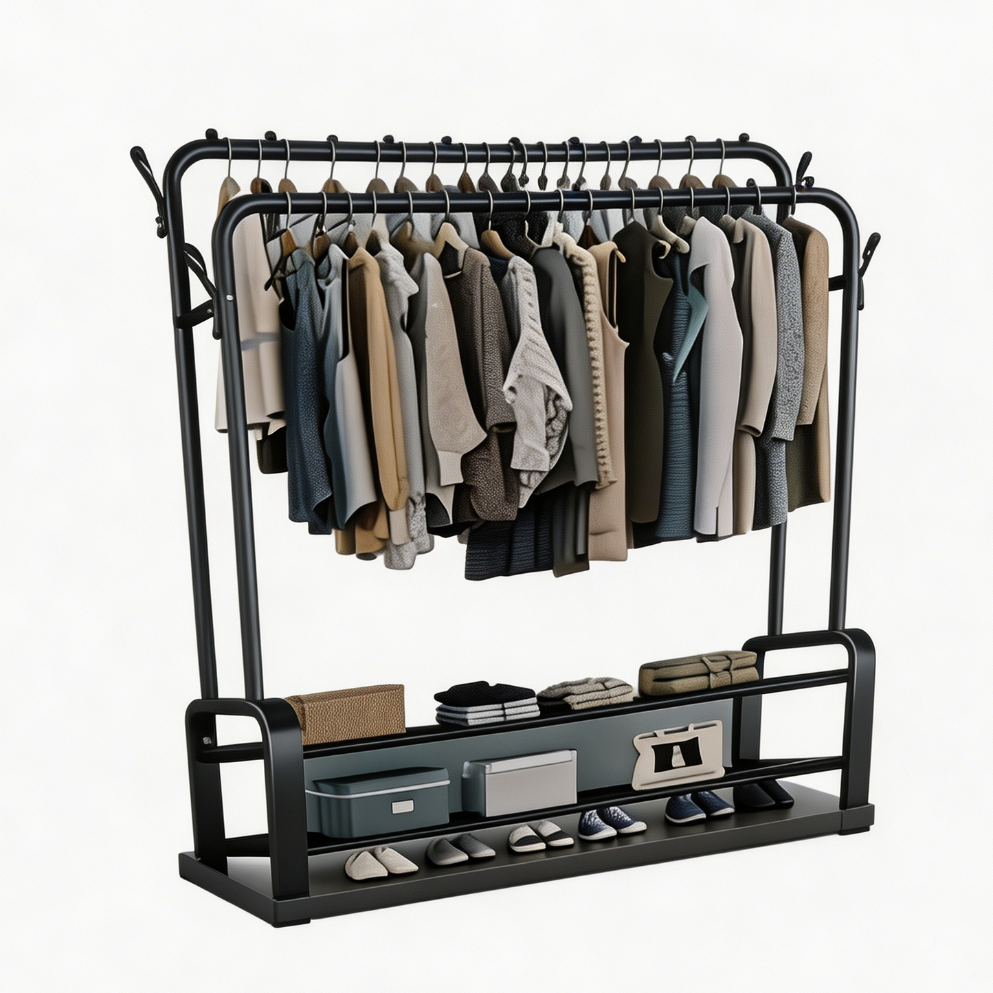Floor-standing clothes rack for bedroom and home use, foldable clothes drying rack, easy storage, balcony clothes drying rack