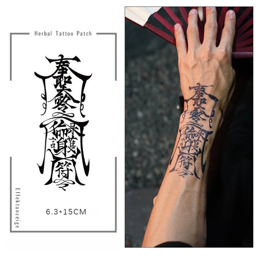 BingJiao same style tattoo stickers herbal juice tattoo traditional pattern back of hand tattoo stickers herbal semi-permanent
