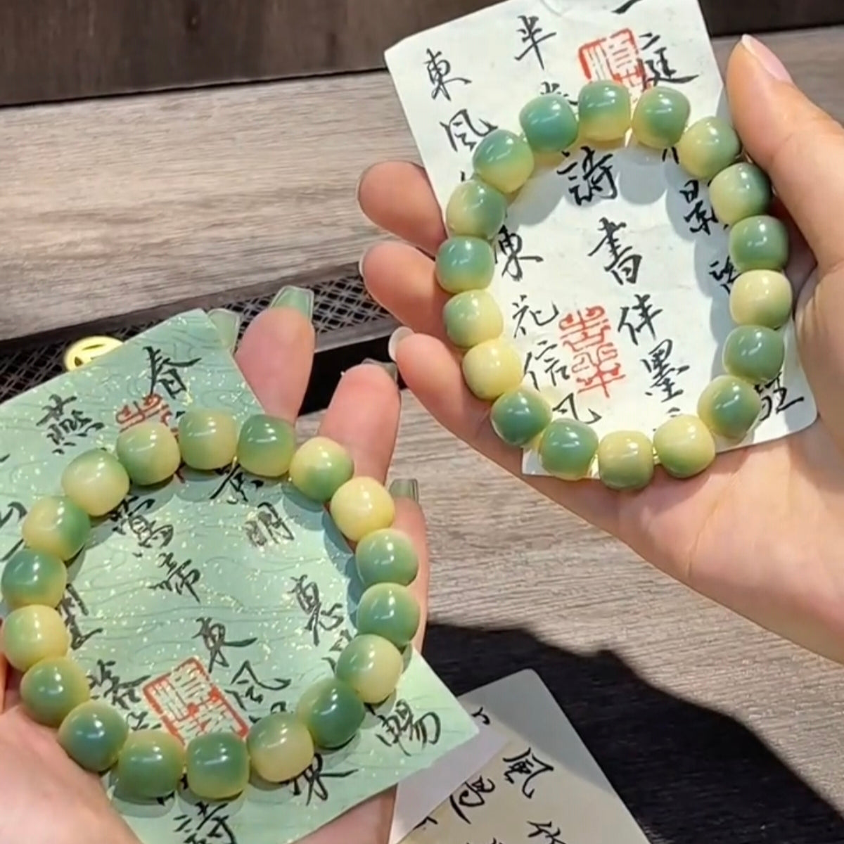 Pure natural Bodhi root Bodhi bracelet small green lemon single loop bracelet natural Bodhi root Bodhi root