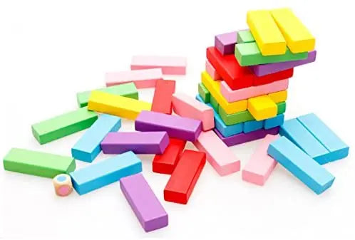 Bignosedeer 48Pcs Wooden Stacking Board,Colorful Timber Tower Tumbling Blocks Game for Kids and Adults