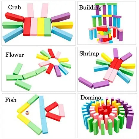 Bignosedeer 48Pcs Wooden Stacking Board,Colorful Timber Tower Tumbling Blocks Game for Kids and Adults