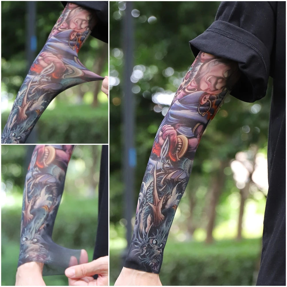 1PC Ultra thin seamle Tattoo  Sleeves Arm For Men Women Cool Travel Cycling Elastic Scratch Resistant Sunscreen Arm