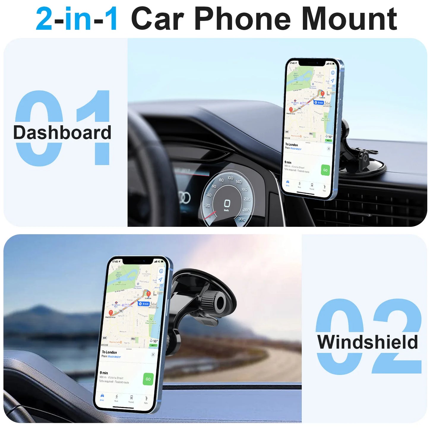 Universal Magnetic Car Phone Holder Mount Suction Cup Magnet Mobile Cellphone Support Stand for Android/ iPhone 13 14 15 Pro Max