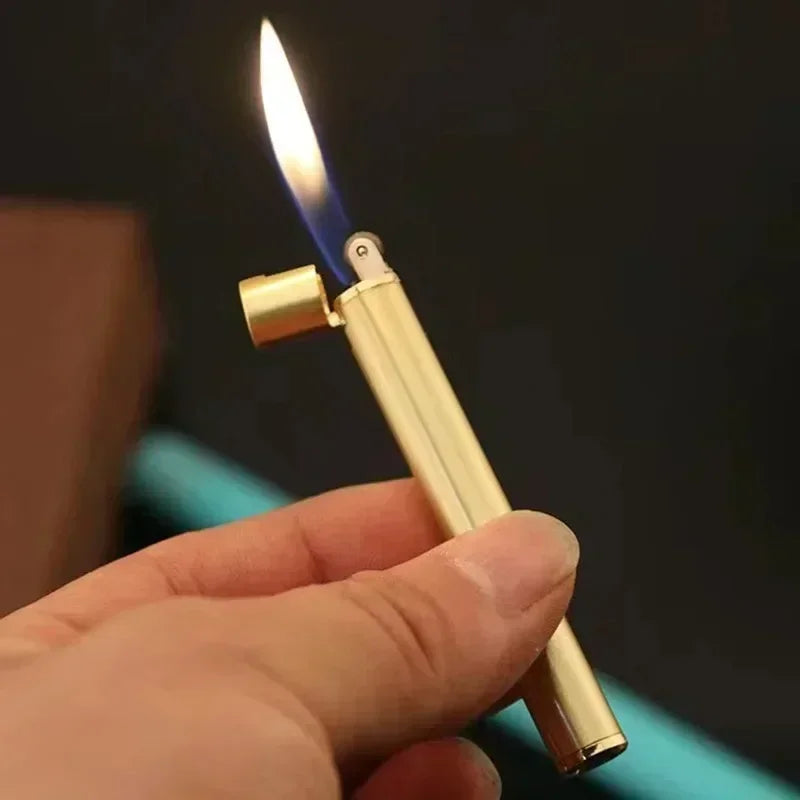 New Portable Metal Cigarette Lighter Mini Torch Lighter Smoking Accessories Grinding Wheel Flame Butane Gas Lighters Men's Gift