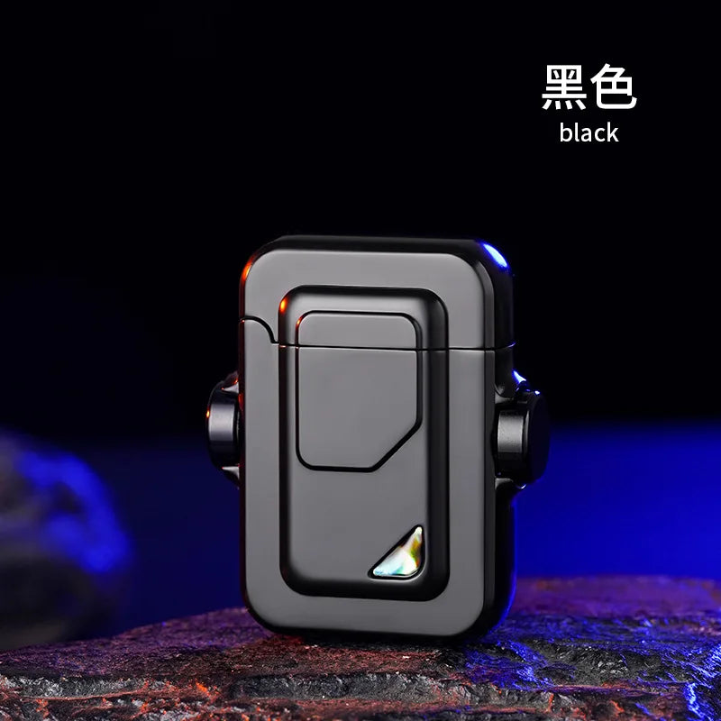 New Induction Inflatable Lighter Mech Gyro Windproof Red Flame Metal Material Portable Cigarette Lighter Men's Stress Relief Gif