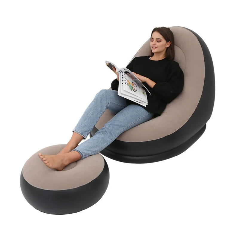 Inflatable lounge chair outdoor sofa With footstool Plush sofa