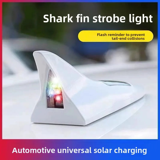 Car Shark Fin Antenna Sticker Solar Roof Tail Modified Flashing Light Driving Safety Anti-rear Collision Warning Siganl Lamp