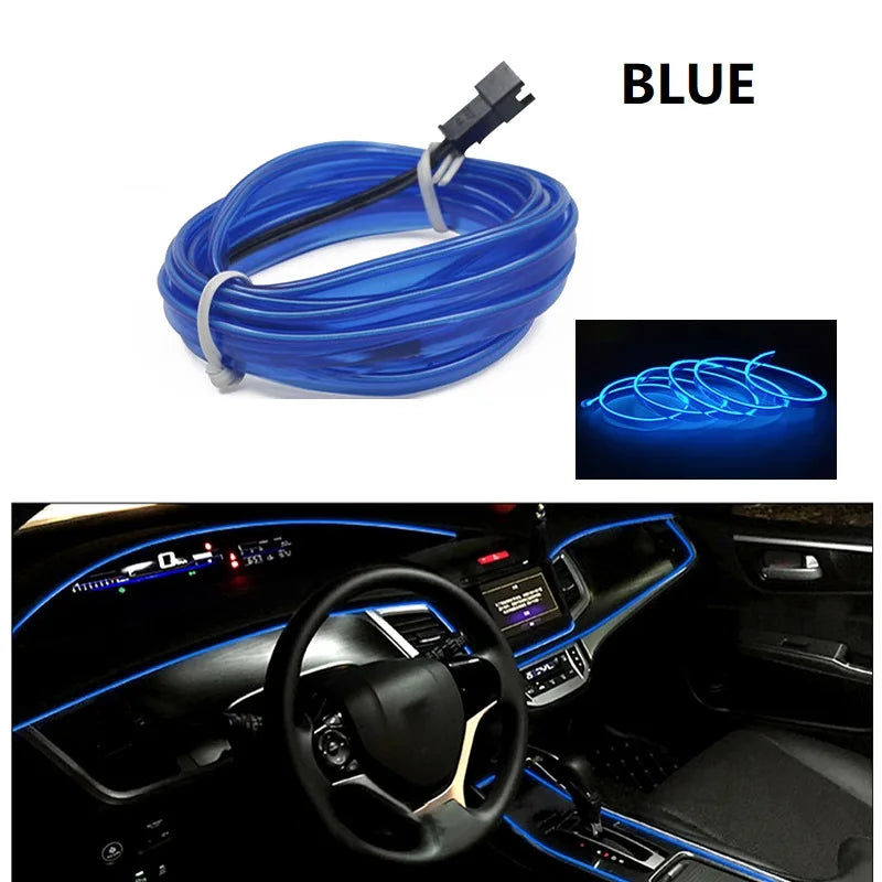 Neon LED Car Interior Lighting Strips Auto LED Strip Garland EL Wire Rope Car Decoration lamp Flexible Tube 12V