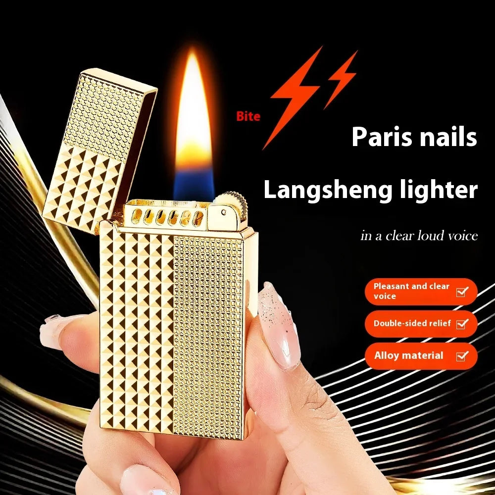 Ultrathin Unusual Metal Grinding Wheel Gasoline Kerosene Lighter High-grade Windproof Smoking Accessories Gadgets for Men