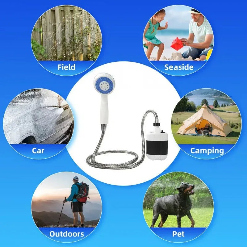 Portable Electric Shower Pump USB Rechargeable Camping Shower Handheld Showerhead Water Pump Kit for Van Life Outdoor Travel