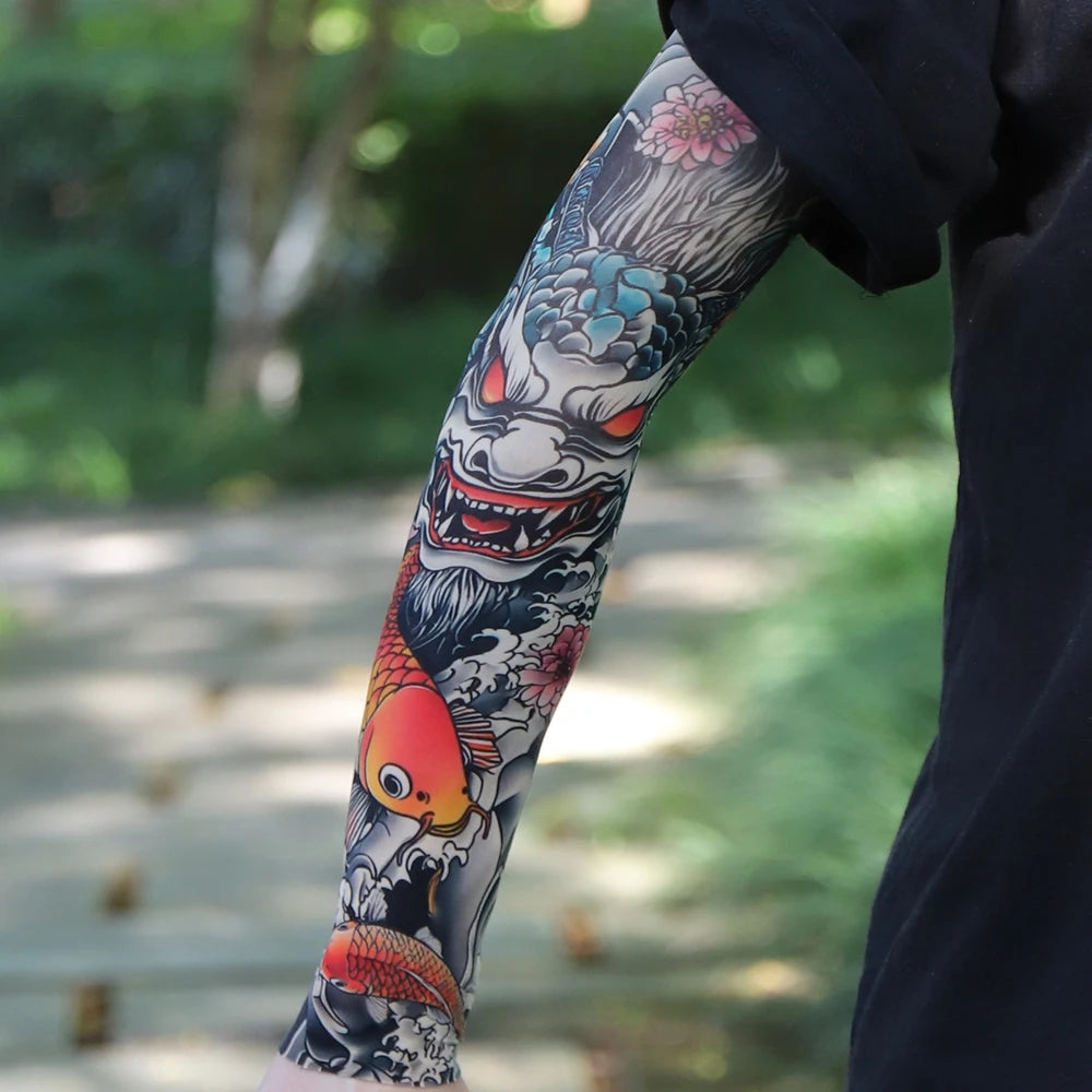 1PC Ultra thin seamle Tattoo  Sleeves Arm For Men Women Cool Travel Cycling Elastic Scratch Resistant Sunscreen Arm