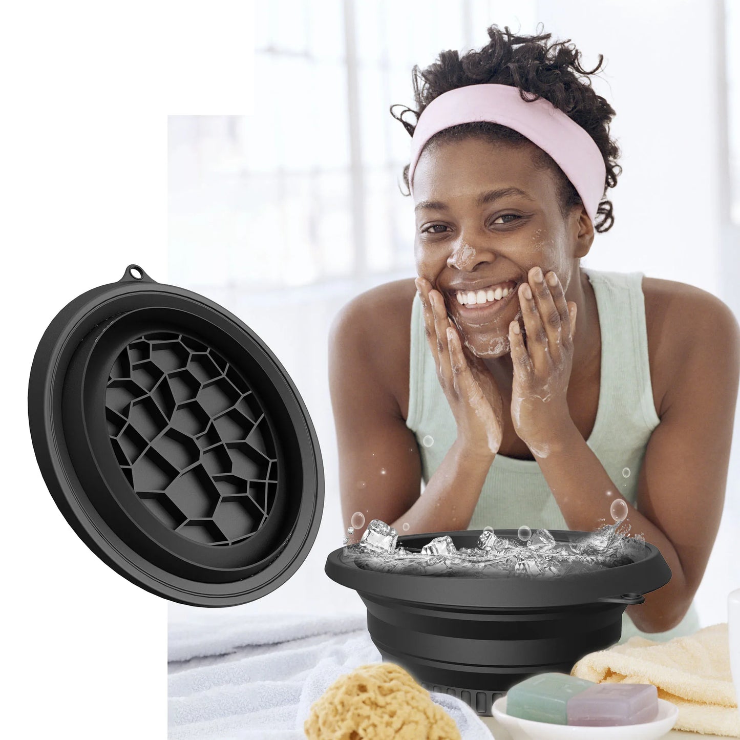 Silicone Foldable Face Ice Bath Bowl for Facials Plunge Dipping Skin Care Tool Home Travel Beauty Essential Multi Purpose Nursin