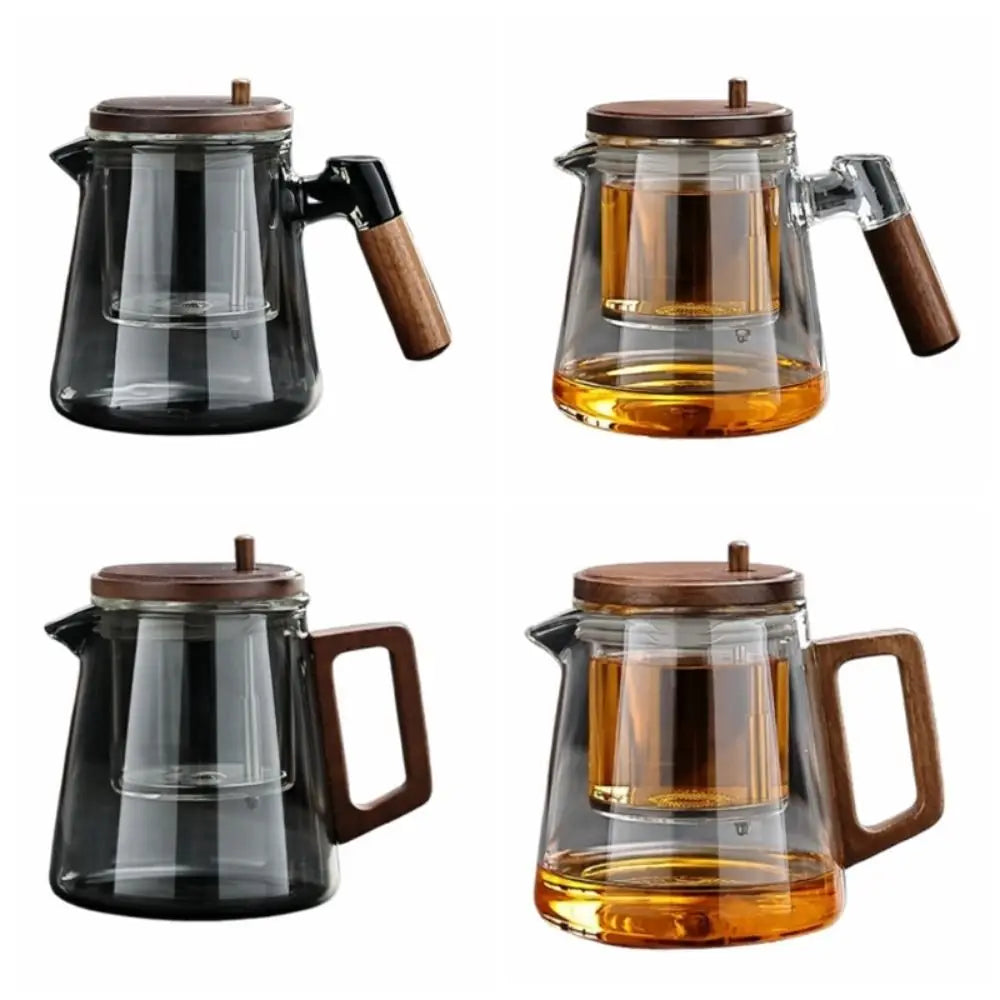 Creative Tea separation Glass Teapot 650ML Heat Resistant Lazy Kungfu Drip Teapot Transparent Press Control