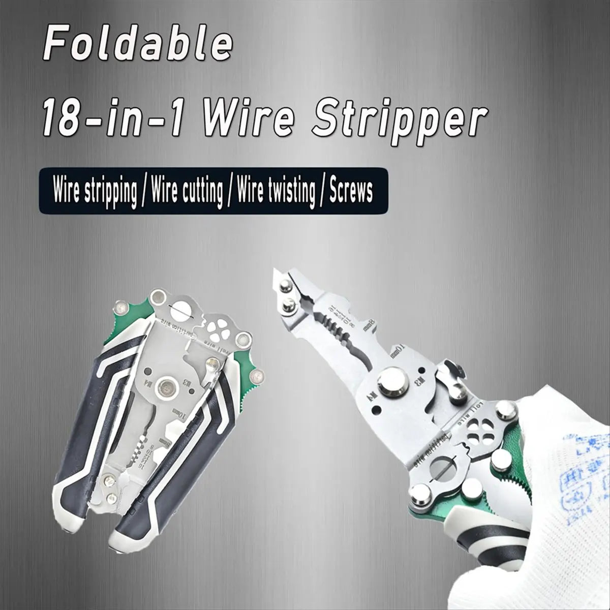 (PQWN) 18 in 1 Foldable Wire Stripper,Multifunctional Wire Stripper,Multifunction Wire Stripper,Electrical Pliers