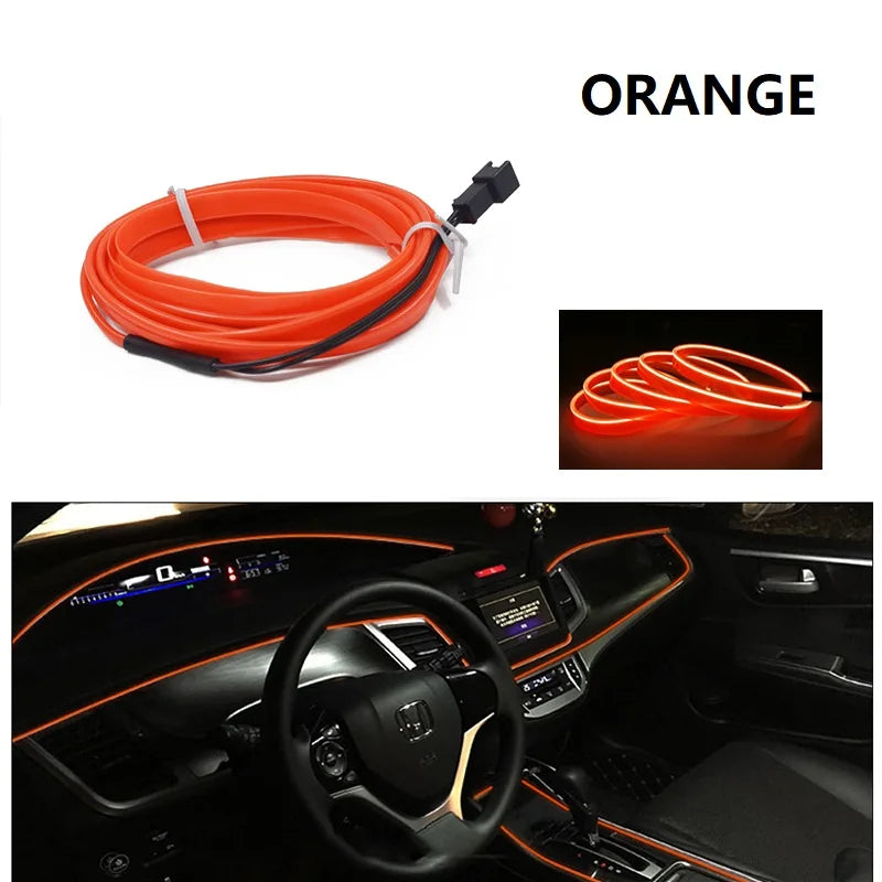 Neon LED Car Interior Lighting Strips Auto LED Strip Garland EL Wire Rope Car Decoration lamp Flexible Tube 12V