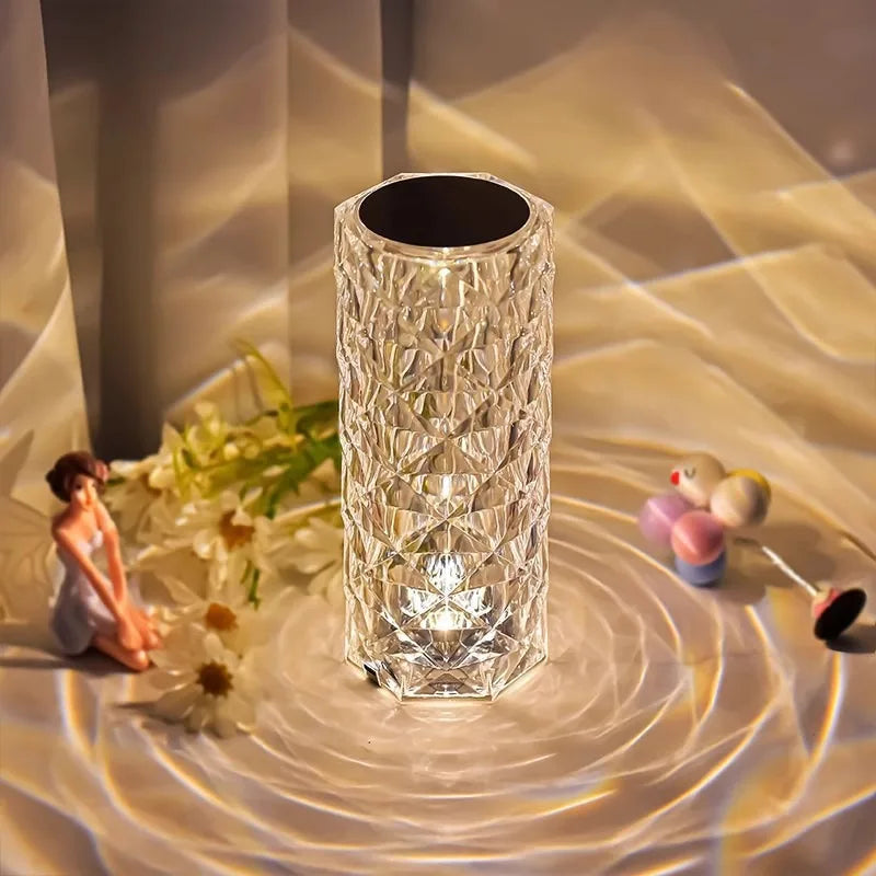Crystal desk lamp rose light ambient light bedroom bedside beautiful romantic color atmosphere charging