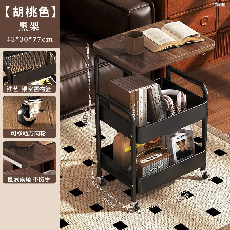 For Mobile Trolley Snack Rack Floor-to-ceiling Living Room Sofa Coffee Table Side Table Storage Rack