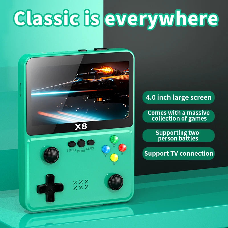 X8 Retro Handheld Game Console 4 Inch IPS Screen 10 Emulator Dual Operated Video Game Player Home Game Console PSP2000+ Gaming